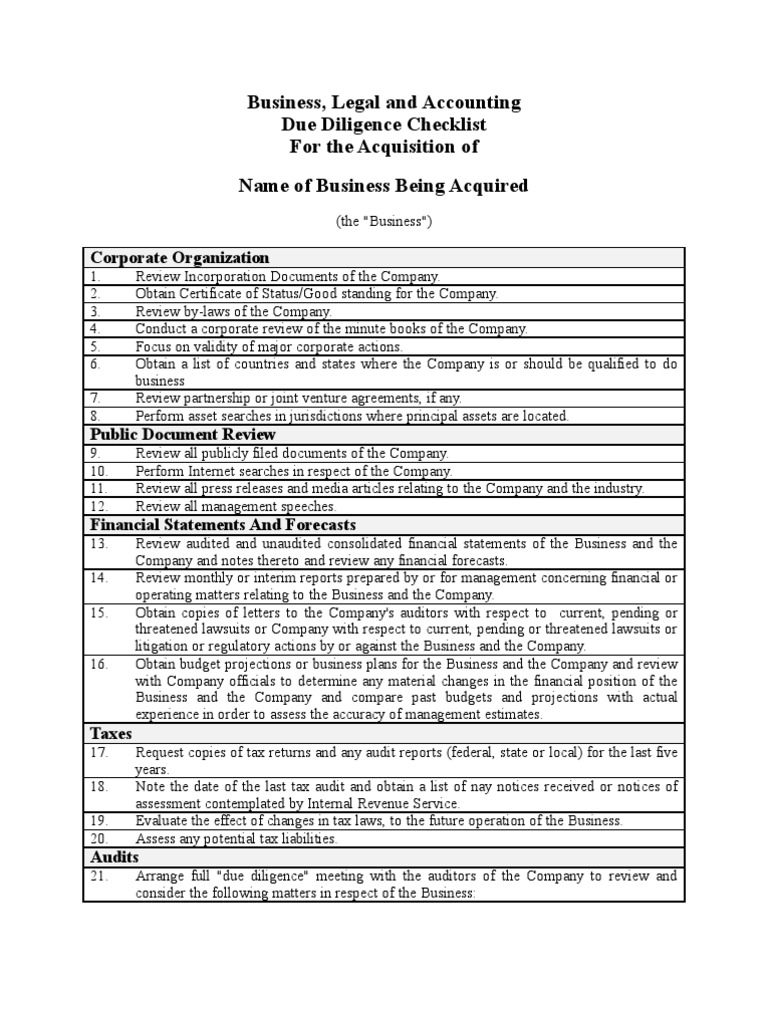 it-due-diligence-checklist-template-pdf-template