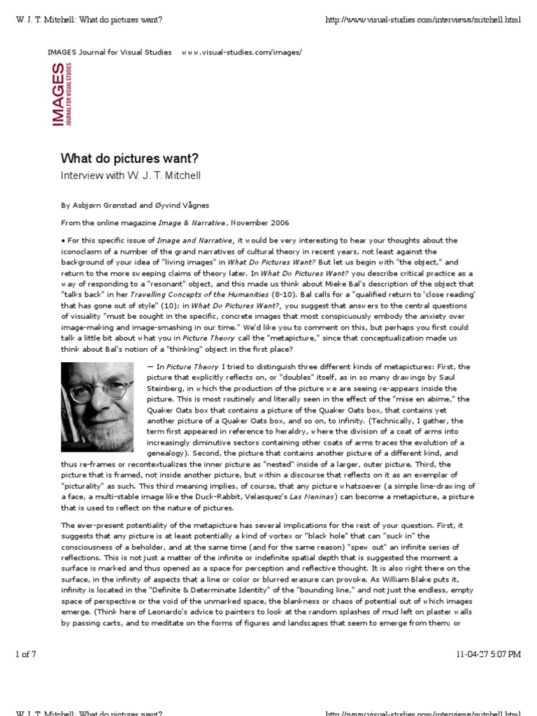 W. J. T. Mitchell What Do Pictures Want PDF Interdisciplinarity