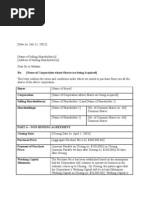 Letter of Intent To Purchase All The Shares of A Corporation