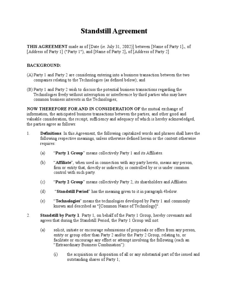 Standstill Agreement PDF Mail United States Postal Service