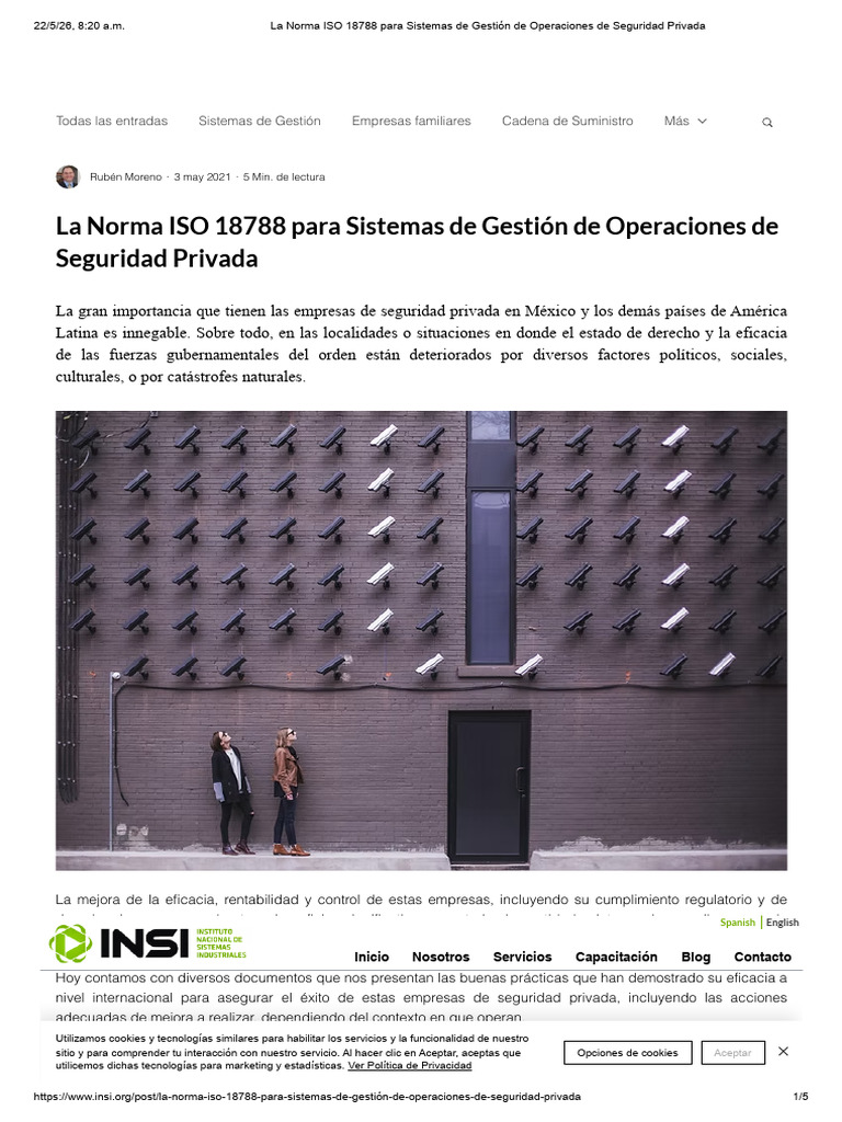 La Norma ISO 18788 para Sistemas de Gestión de Operaciones de Seguridad ...