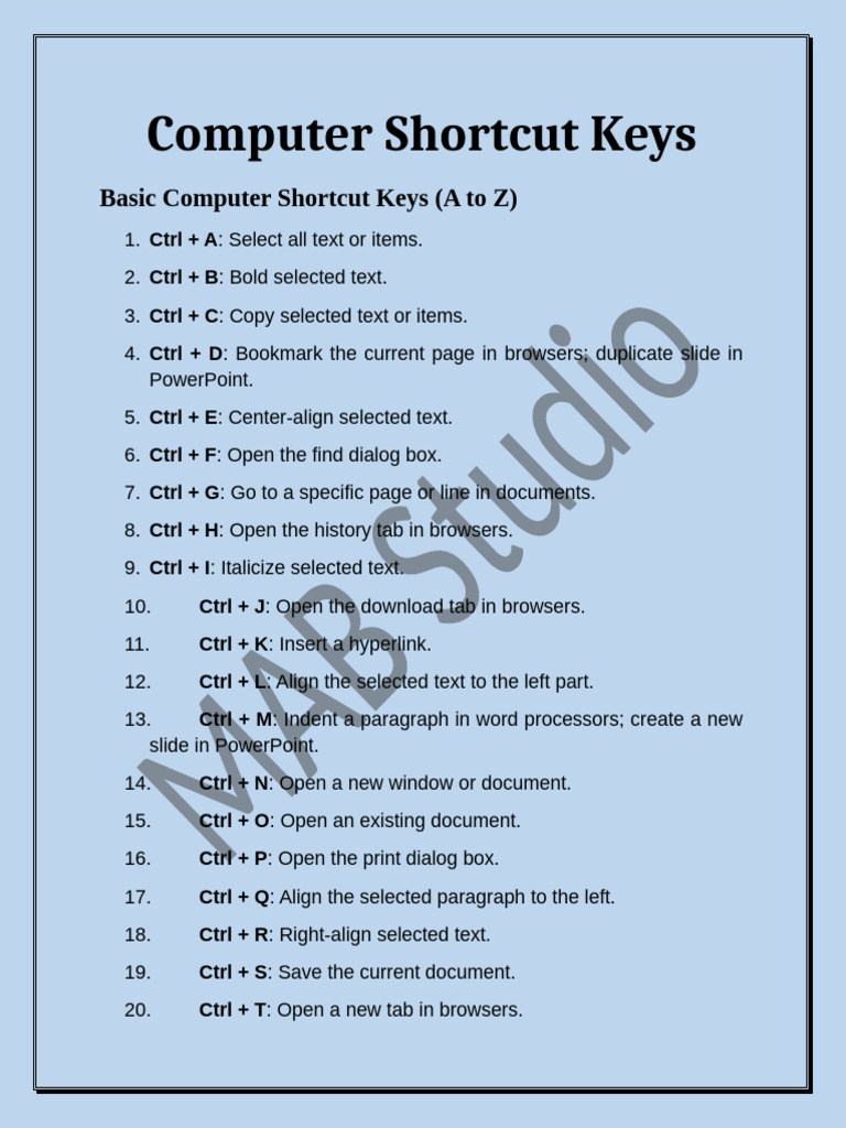 Computer Shortcut Keys No 1 | PDF | Microsoft Windows | Window (Computing)