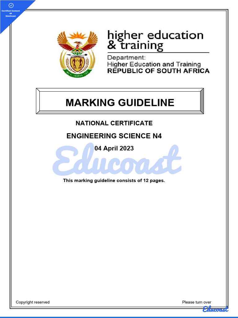 t650 Engineering Science n4 Memo | PDF | Force | Velocity