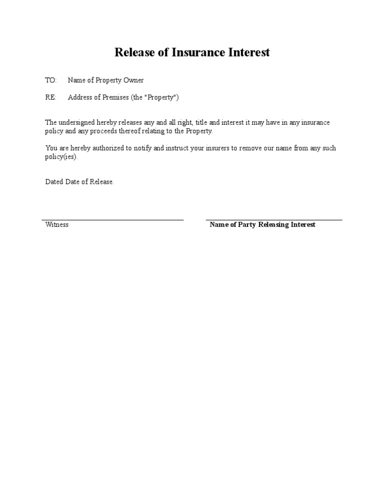 Release of Insurance Interest Form | PDF | Politics
