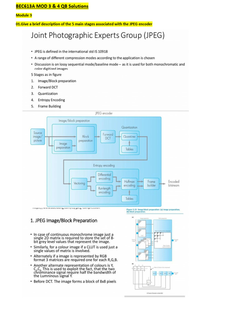 BEC613A Mod3&4 QB Solutions | PDF | Data Compression | Codec