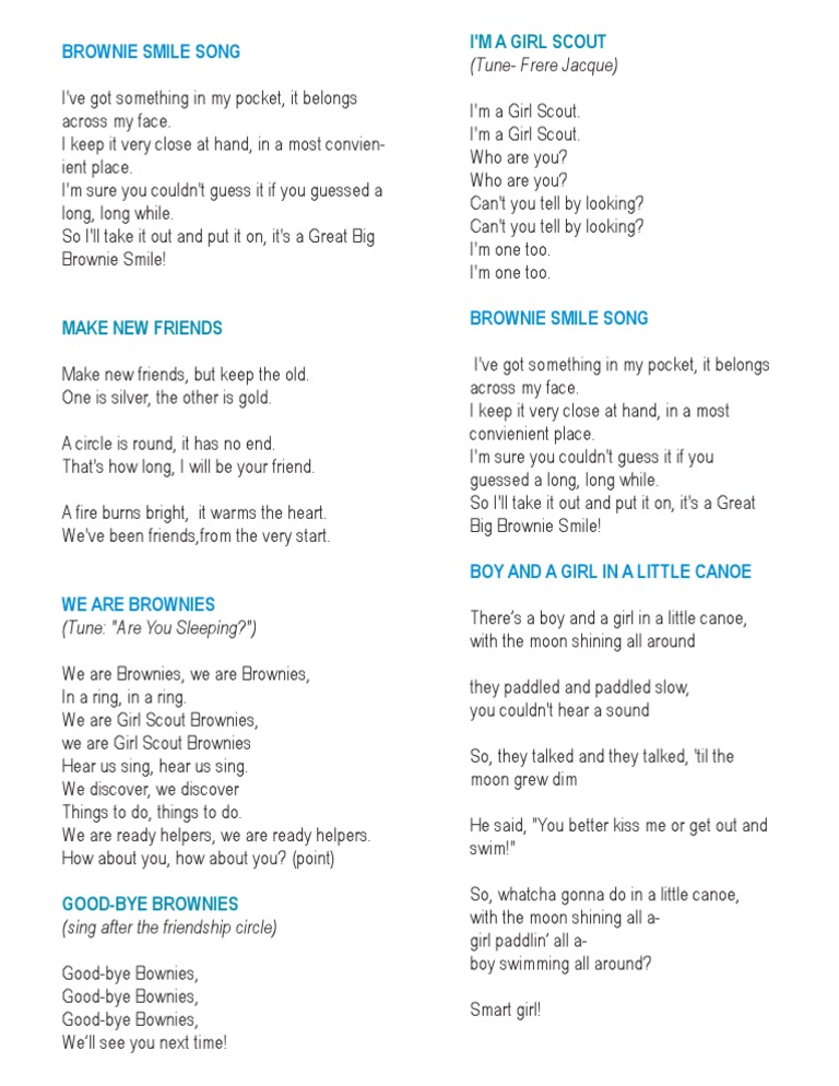 Brownie Song Sheet