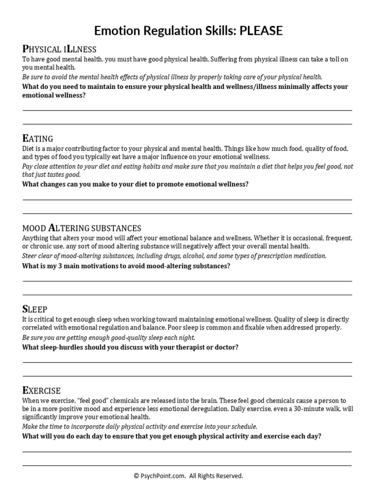 Emotion Regulation Skills Please | PDF