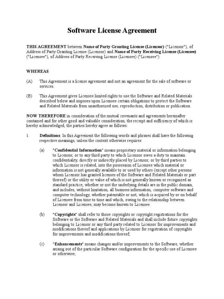 Software License Agreement (Perpetual) | License | Copyright