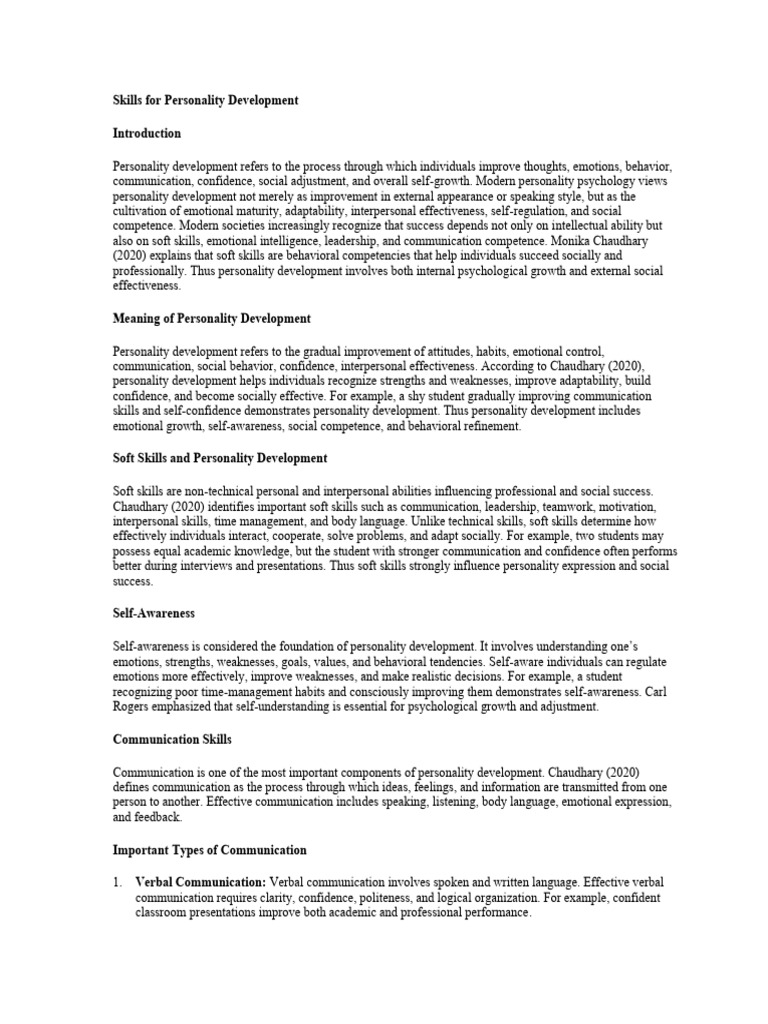 Skills For Personality Development | PDF | Leadership | Extraversion ...