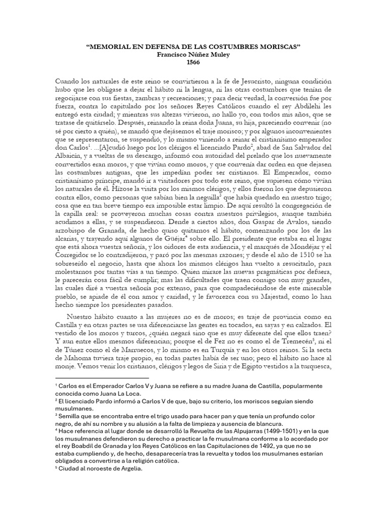 Memorial en Defensa de Las Costumbres Moriscas | PDF | Arábica | Moros