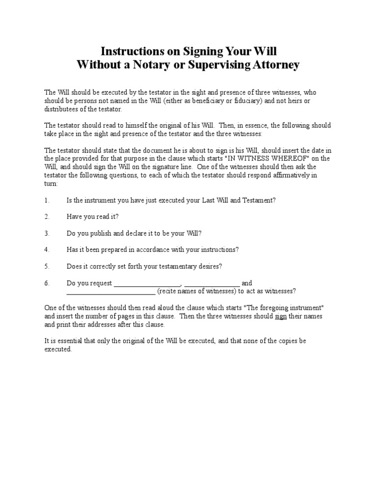 Will Signing Instructions Explained | PDF