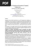 Complexity of Negotiation and Negotiation of Complexity, Final Paper