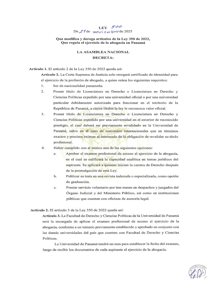 Ley 500 de 2025 Modifica y Deroga Articulo de La Ley 350 de 2022 Regula ...