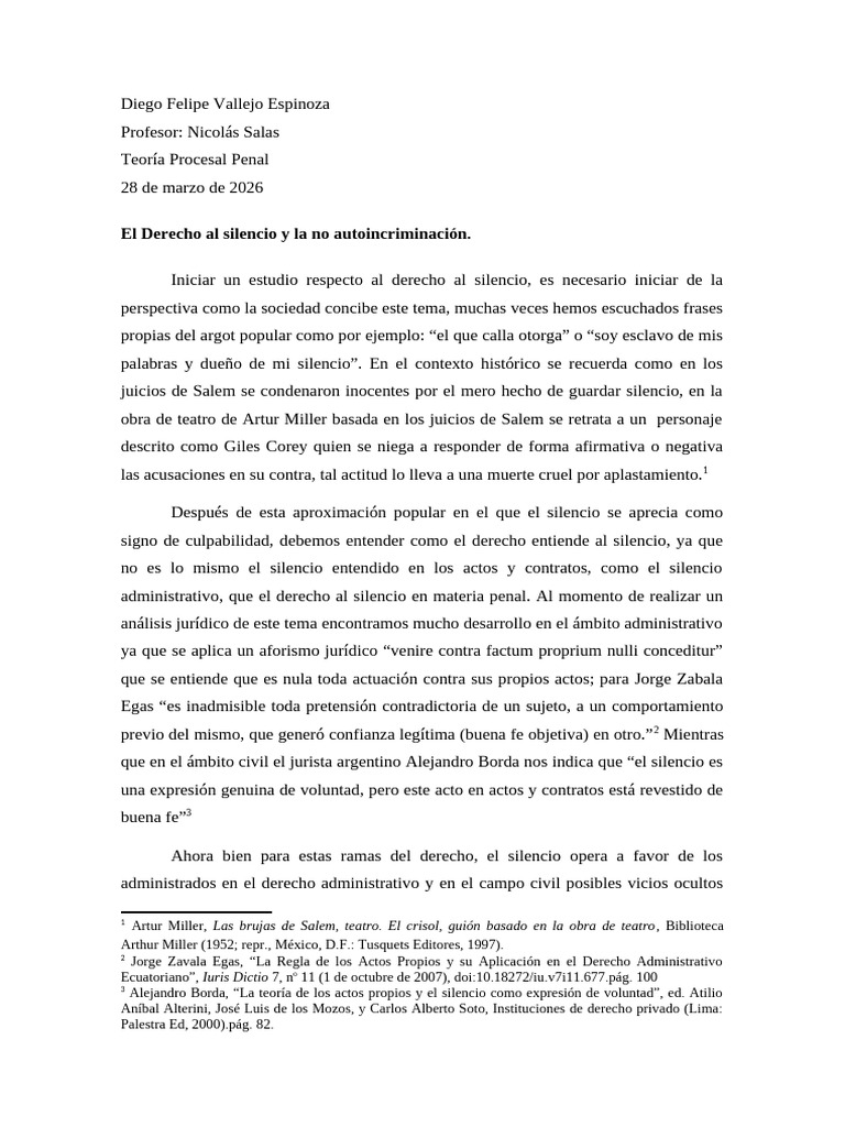 El Derecho al silencio y la no autoincriminación | PDF | Queja | Ley común