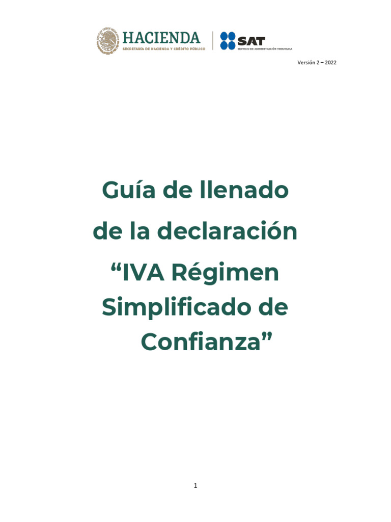 Guía+de+Llenado+IVA+Simplificado+de+Confianza 14022022 v2 | PDF ...