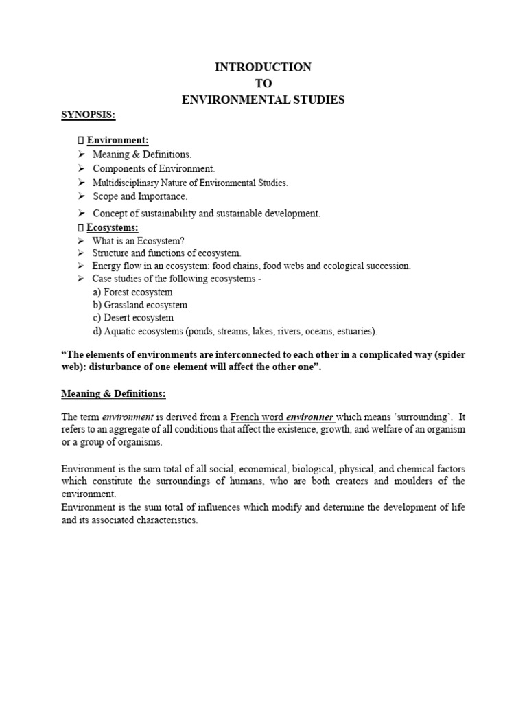 Evs Unit - 1 | PDF