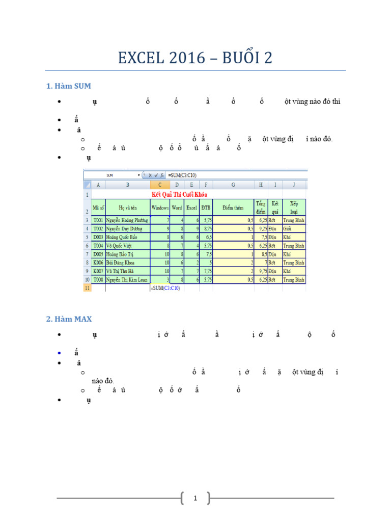 Excel Buoi 2 Bai Hoc | PDF