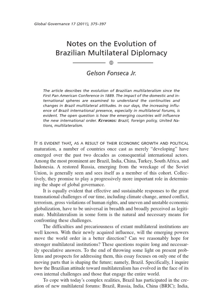 Evolution of Brazil's Multilateral Diplomacy | PDF | Brazil ...