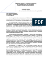 Boletin Prensa - Cordinadora Regional de Autoridades Comunitarias - Policia Comunitaria