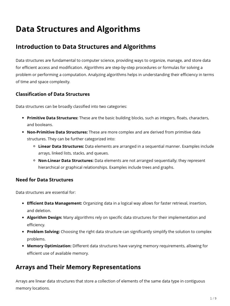 Data Structures and Algorithms | PDF | Pointer (Computer Programming ...