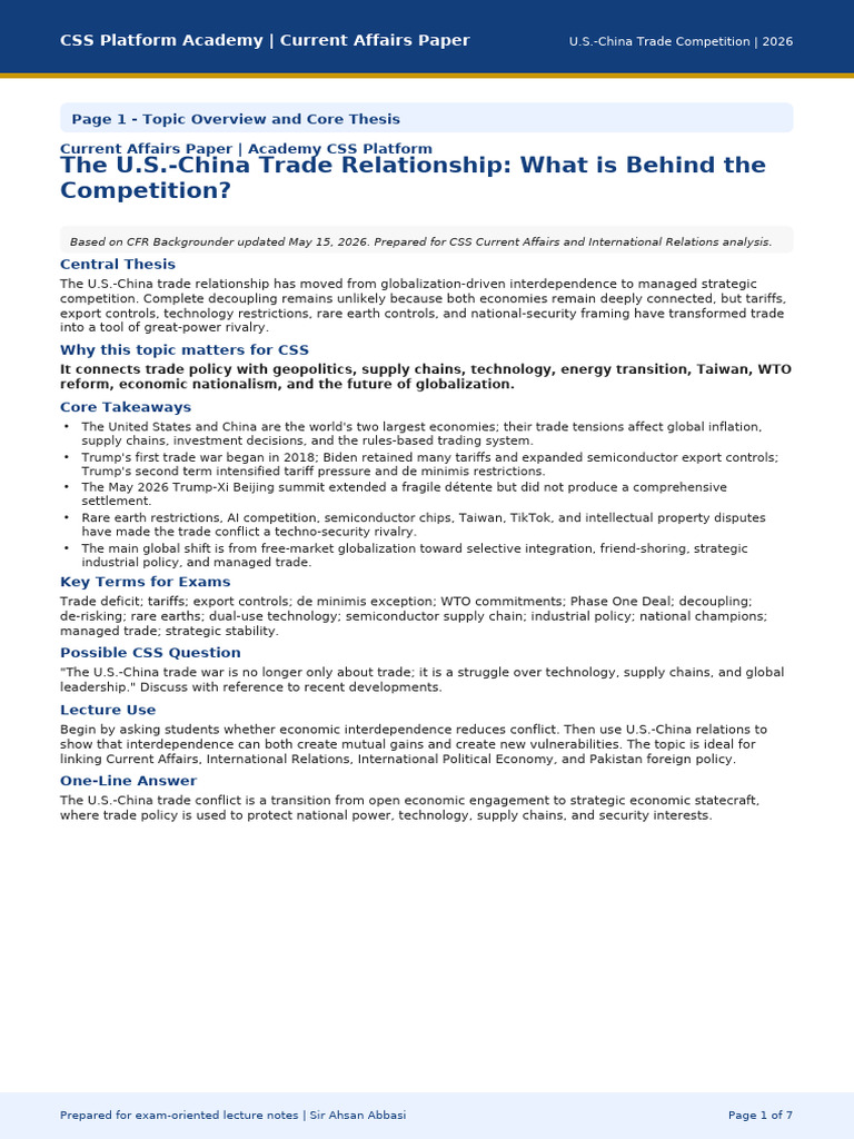 US China Competition (CSS Platform) | PDF | Tariff | World Trade ...