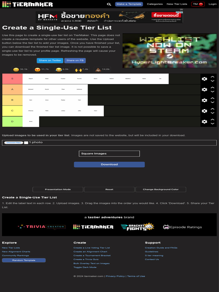 Create a Single-Use Tier List (Private Tier List) - TierMaker | PDF