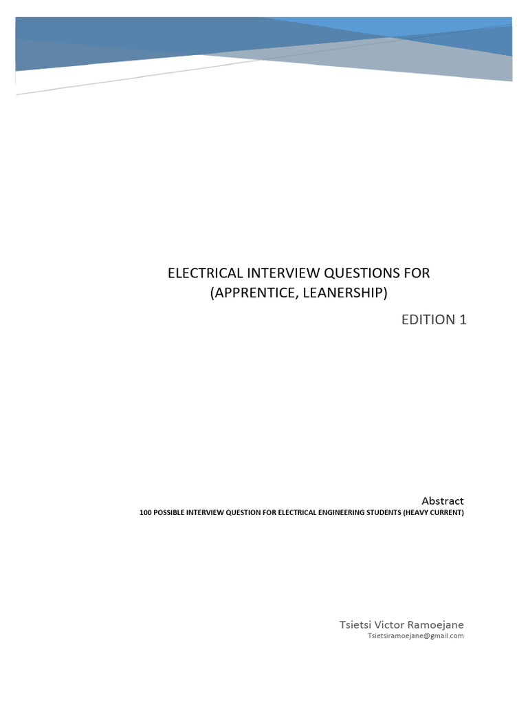 Electrical Interview Questions for Students (1) (1) | PDF | Electric ...