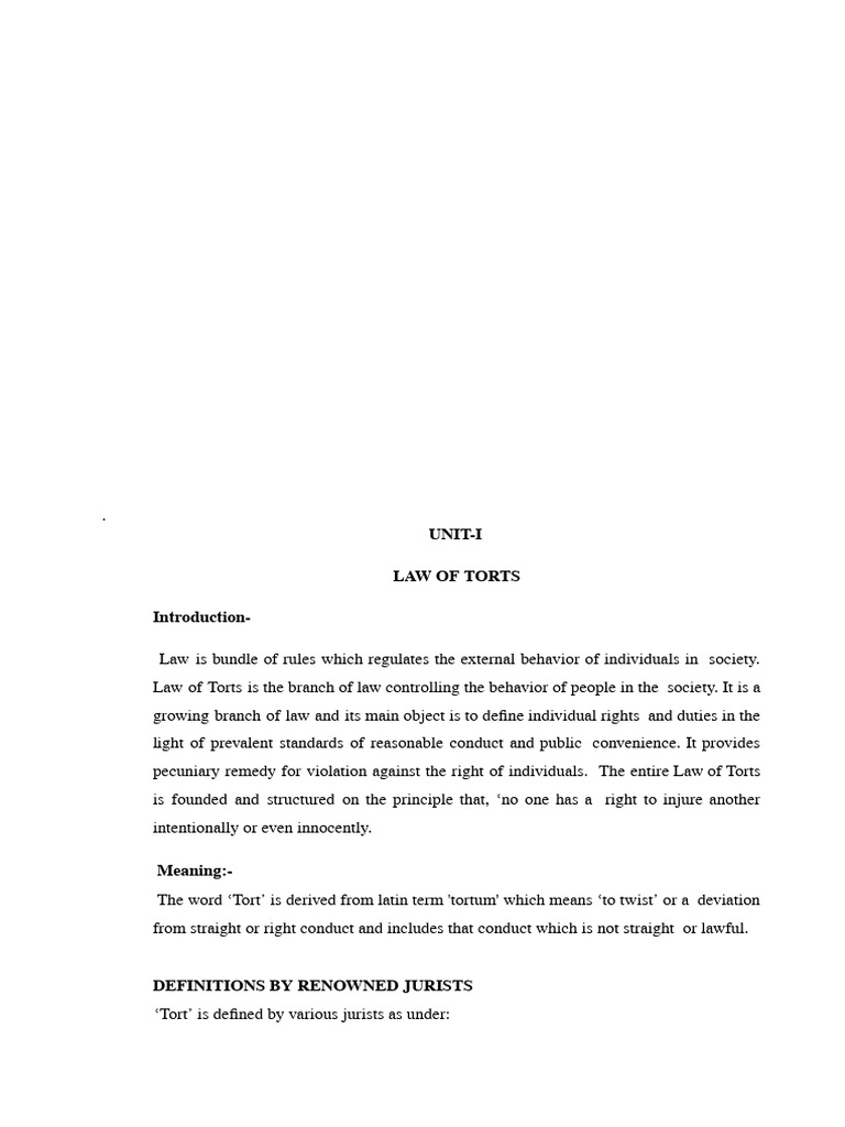 Law of Torts | PDF | Tort | Negligence