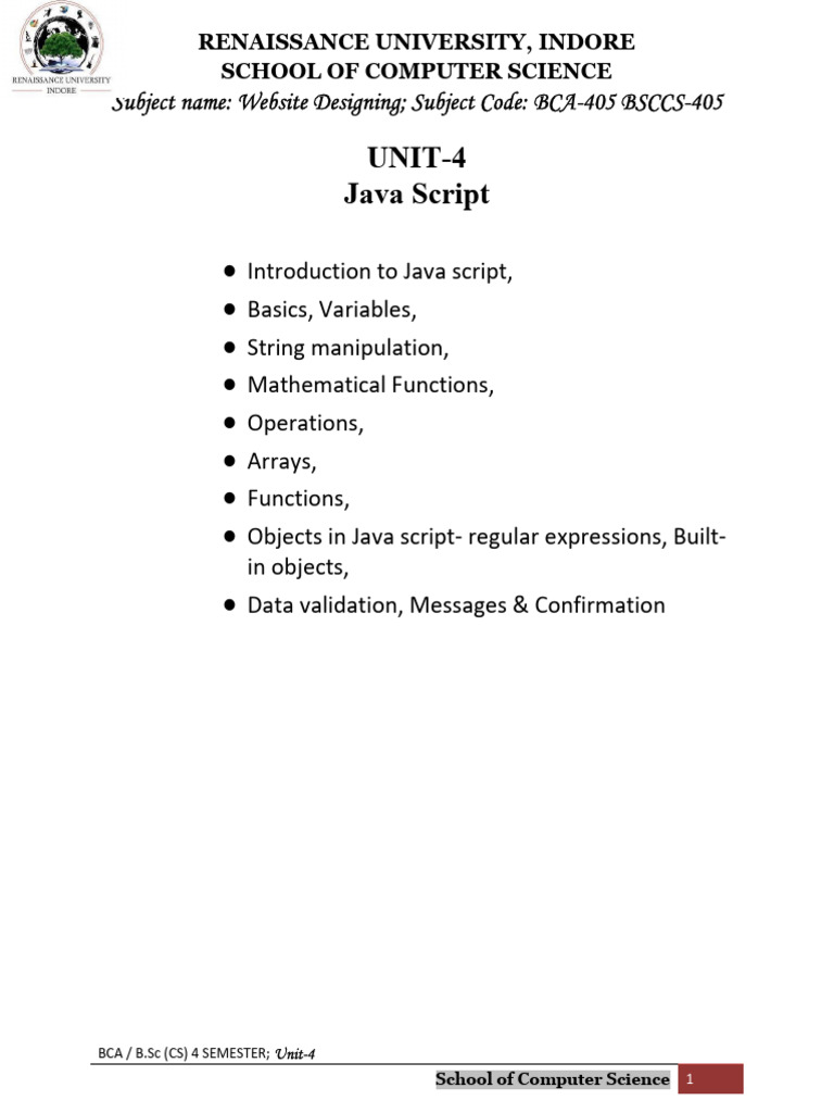 Unit 4 Website Designing BCA IV | PDF | Java Script | Regular Expression