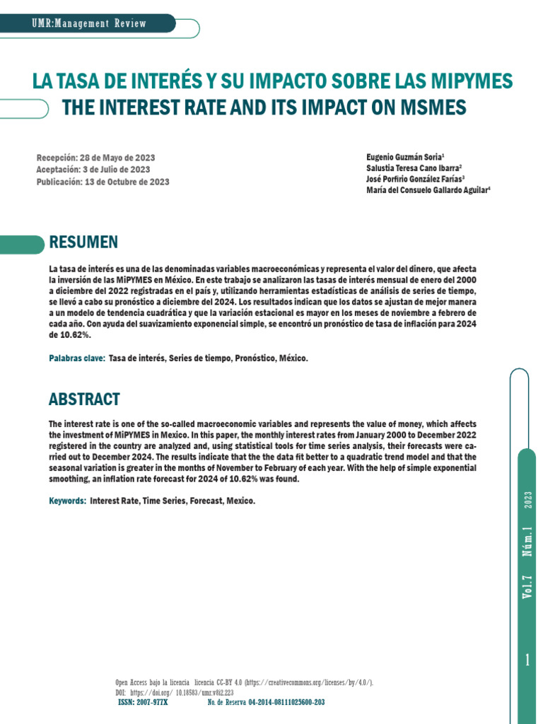 La Tasa de Interes y Su Impacto Sobre Las MIPYMES | PDF | Interés ...
