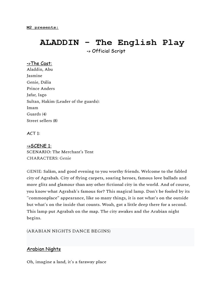 Aladdin - English Play | PDF