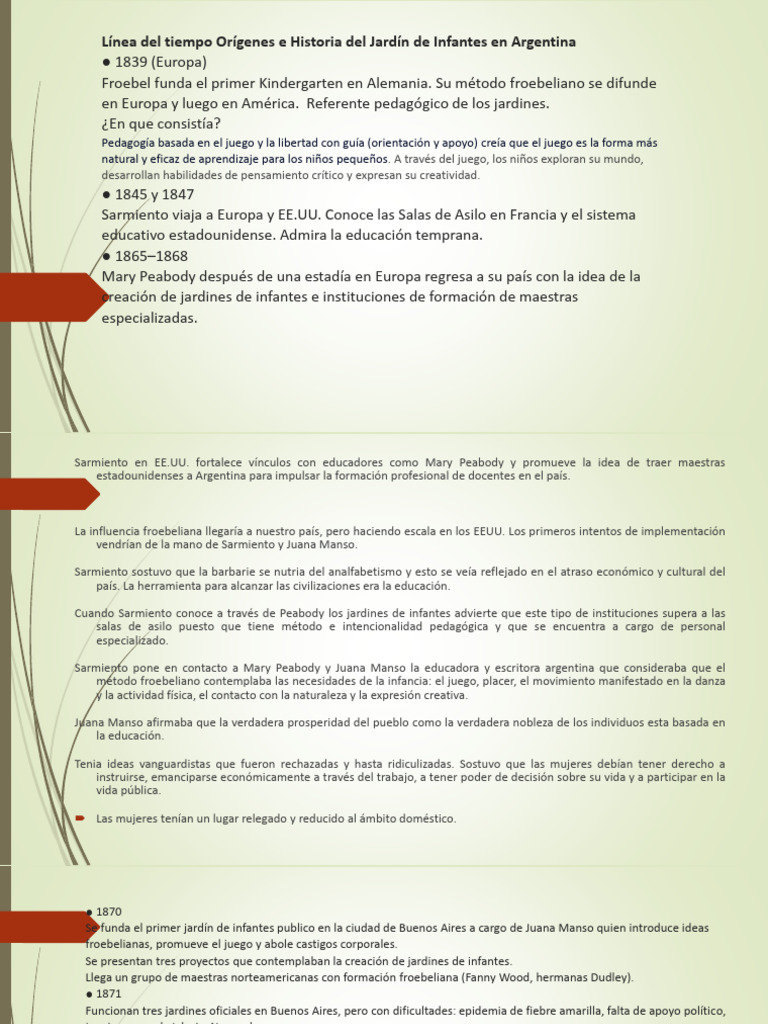Historia de Los Jardines de Infantes | PDF | Educación de la primera ...