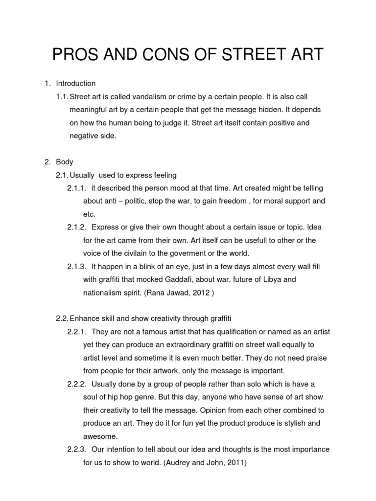 Pro and Cons of Street Art Street Art Graffiti