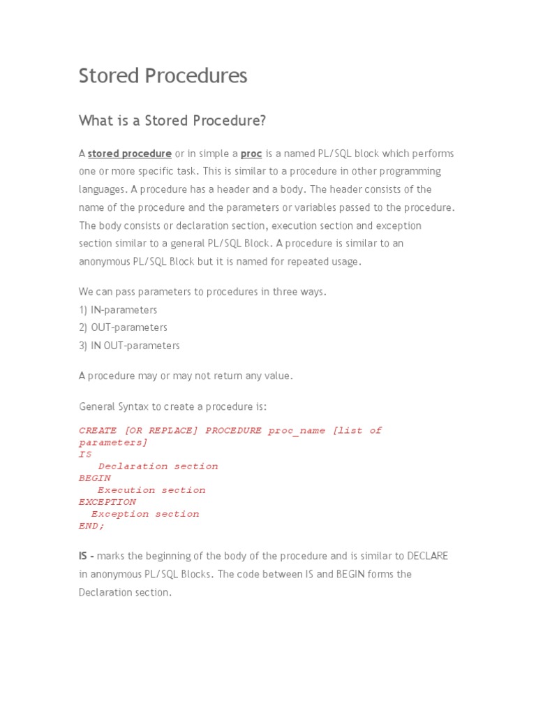 Understanding SQL Stored Procedures | PDF