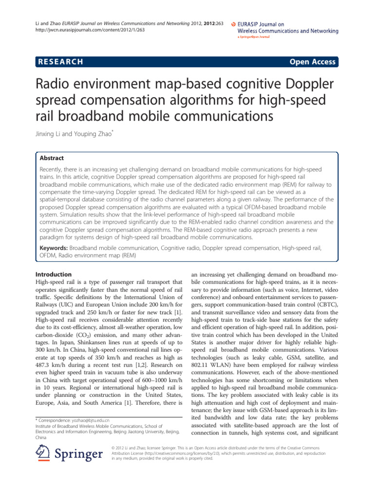 Radio environment map-based cognitive Doppler spread compensation ...