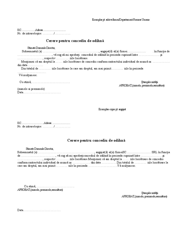 Cerere Concediu | PDF