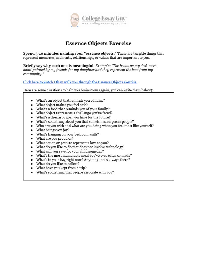 Essence Objects Exercises by Ethan Sawyer | PDF