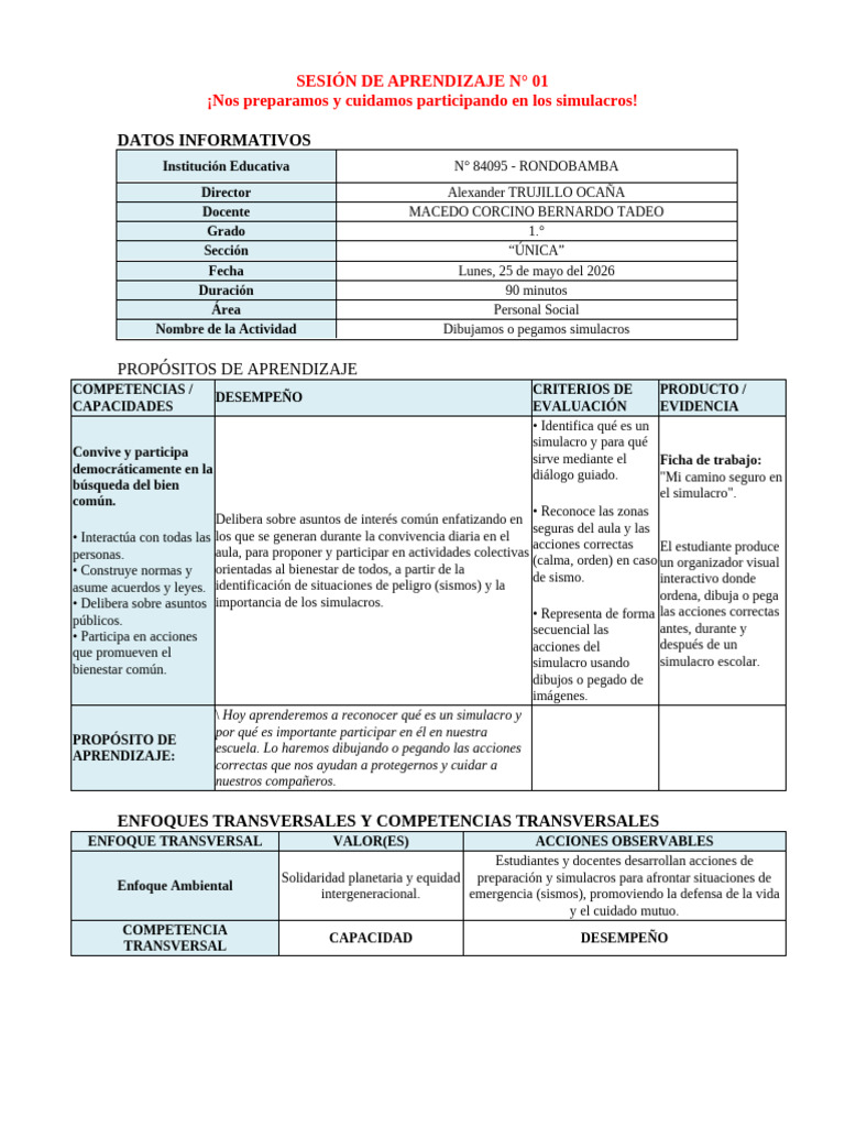 SESIÓN DE APRENDIZAJE de Personal Social | PDF | Maestros | Aprendizaje