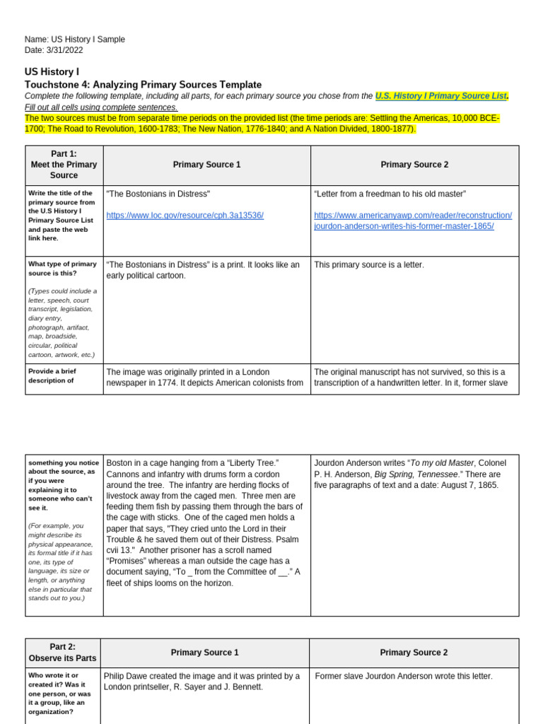 US History 1 Sample | PDF | Abolitionism