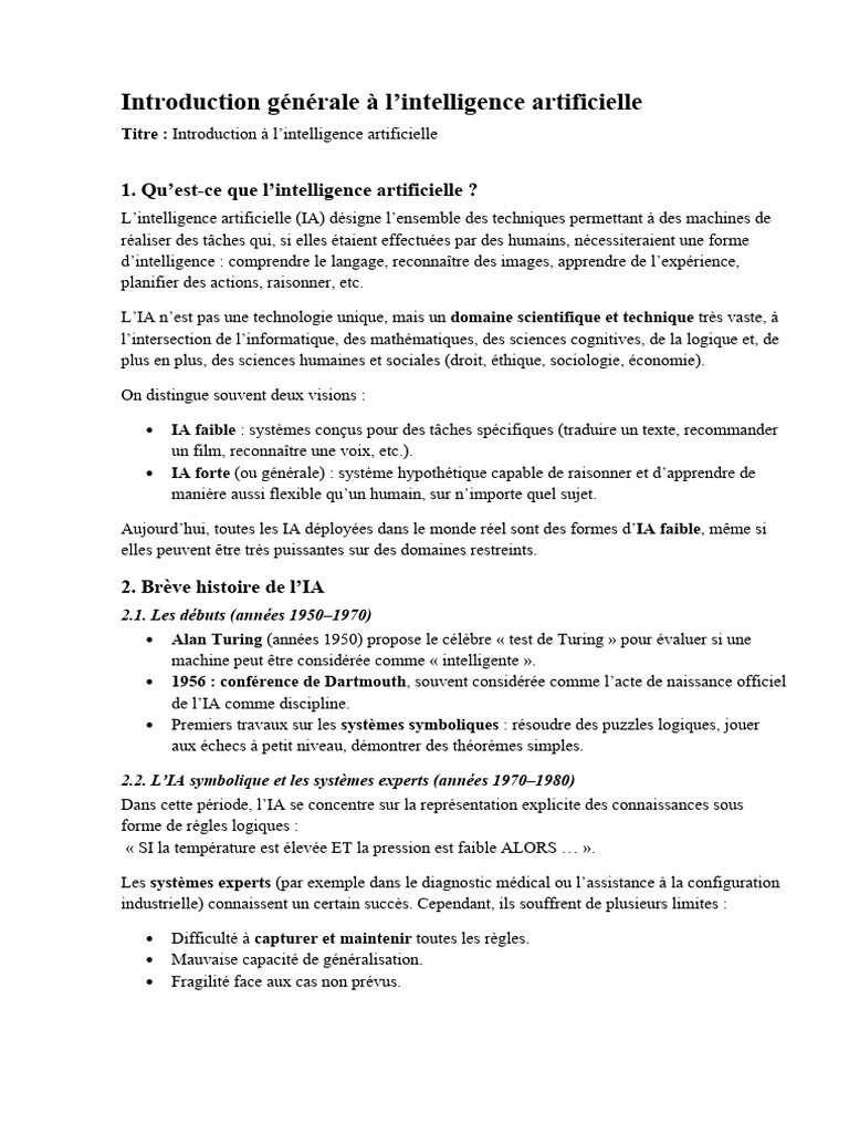 Introduction À L'intelligence Artificielle | PDF | Intelligence ...