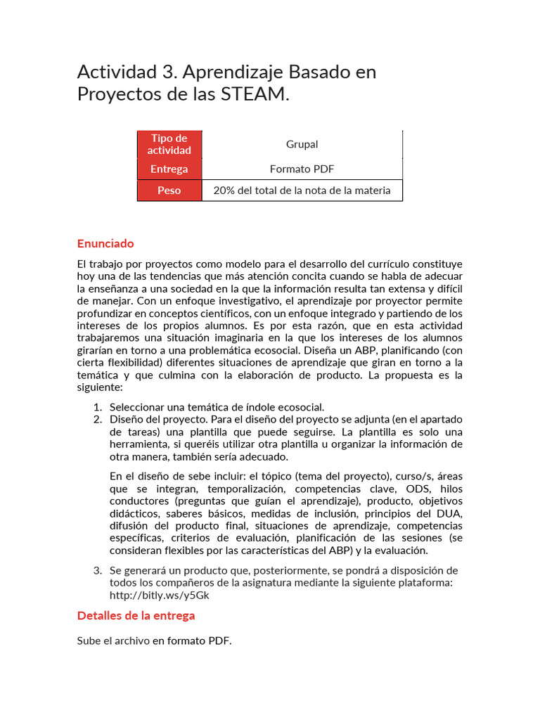 Actividad 3. Uidad Didáctica Basada en El ABP | PDF | Plan de estudios ...