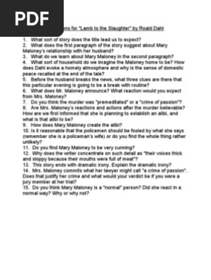 Lamb To The Slaughter Pdf Questions