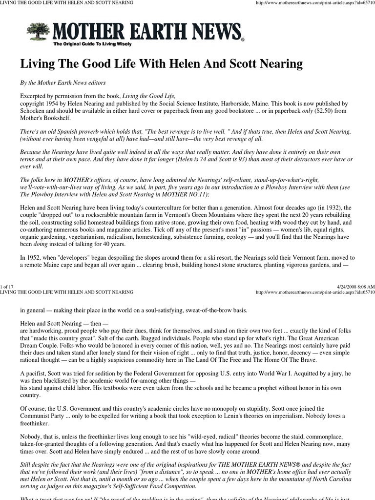 Living The Good Life With Helen and Scott Nearing PDF Vegetables