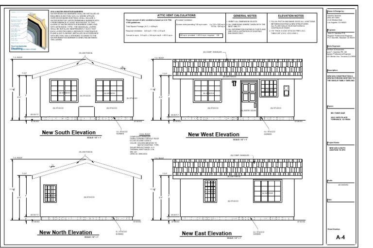 Torrance Adu & Bath Addition Rev2 - Grading-A4 Elevations | PDF ...
