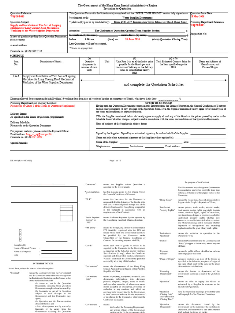 G.F. 604 (Rev. 04 - 2026) | PDF | Specification (Technical Standard)