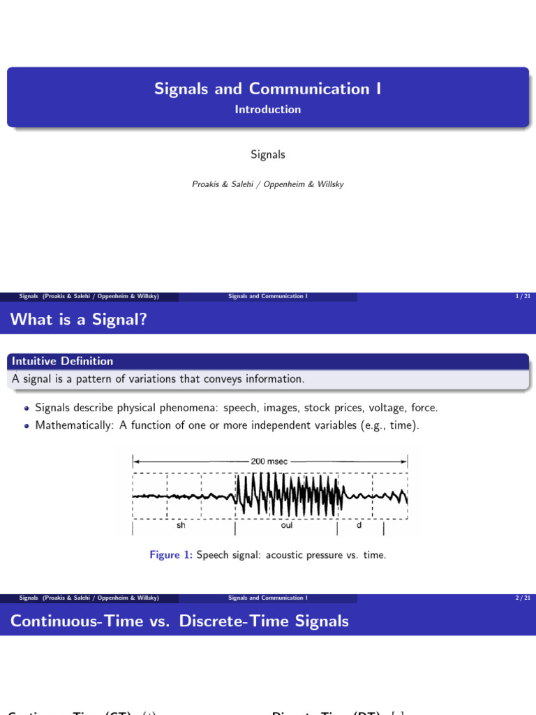 Signals I Intro | PDF