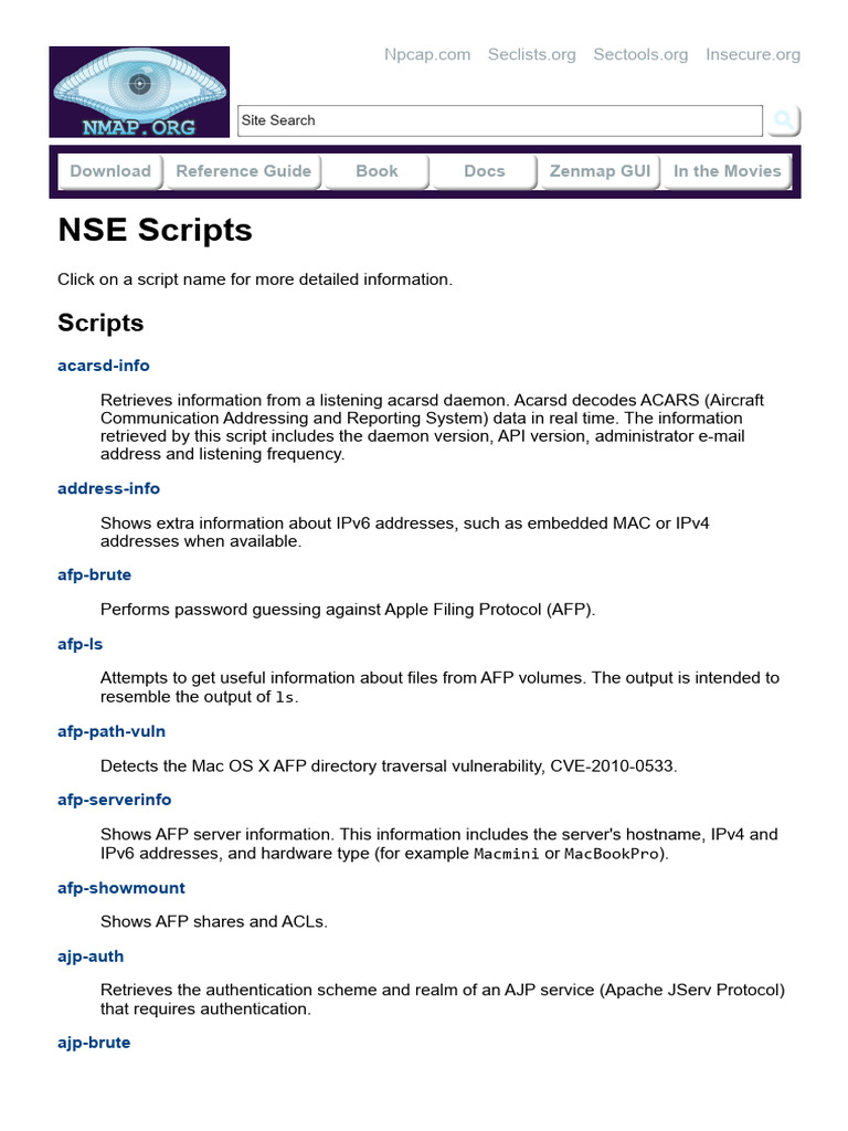 NSEDoc Reference Portal - NSE Scripts - Nmap Scripting Engine ...