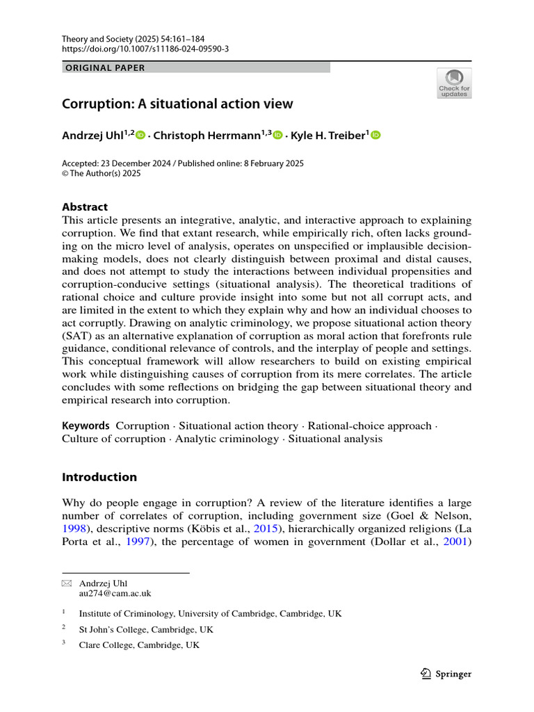 Uhl Et Al 2025 | PDF | Corruption | Rationality