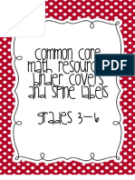 Common Core Math Resources Binder Covers and Spine Labels Grades 3-6