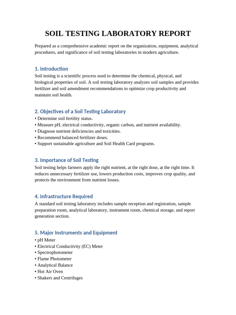 Soil Testing Laboratory Report | PDF | Soil | Fertilizer